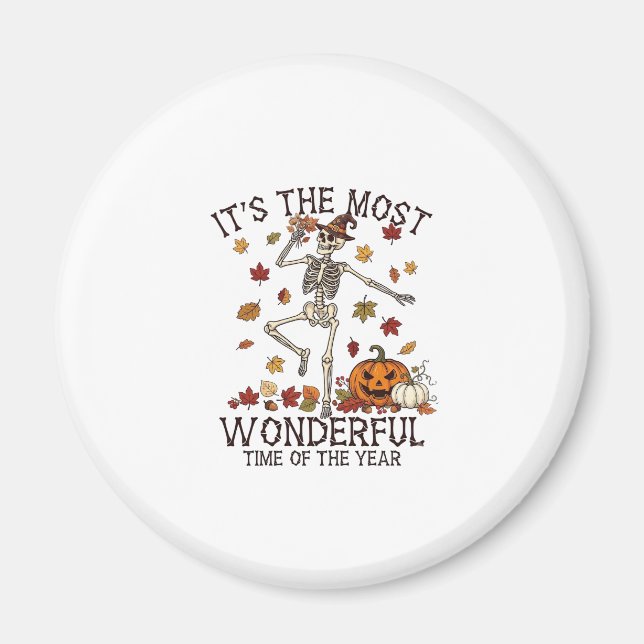 Its Most Wonderful Dancing Skeleton Halloween Witc Magnet (Front)