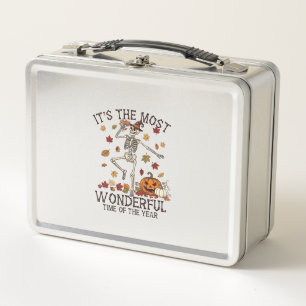 Its Most Wonderful Dancing Skeleton Halloween Witc Metal Lunch Box