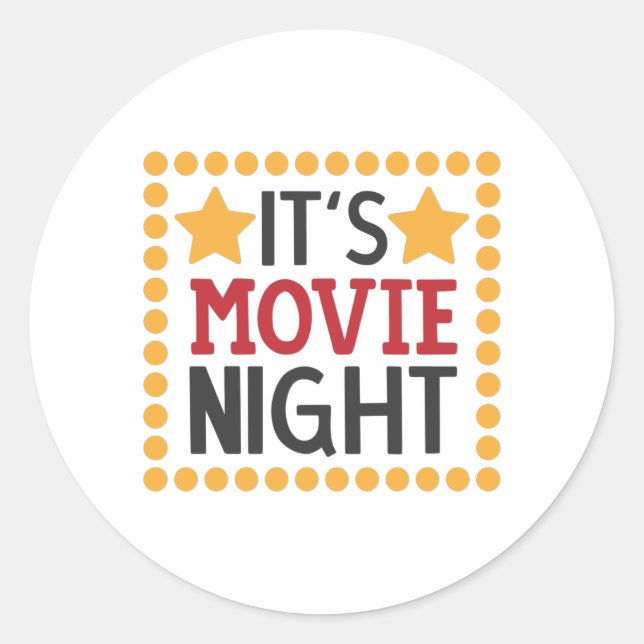 It's movie night classic round sticker (Front)