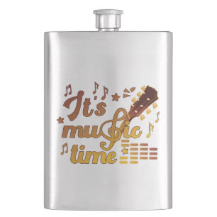 It's Music Time, Gold Guitar Musical  Hip Flask