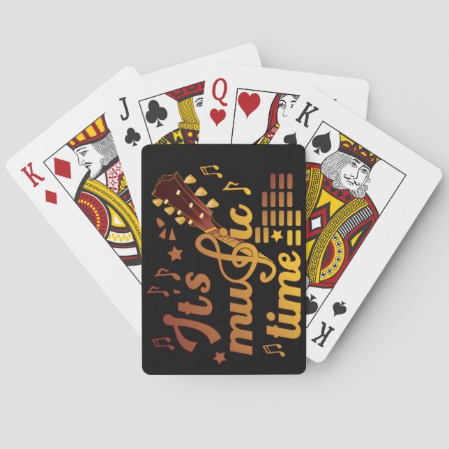 It's Music Time, Gold Guitar Musical  Playing Cards (Back)