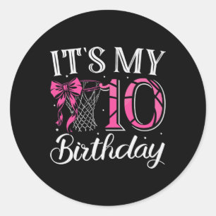 It's My 10 Ten Birthday Coquette Sketll Girl Bday Classic Round Sticker