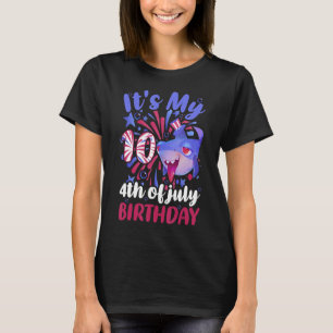 It's My 10th Birthday 4th Of July Family  Shark Ki T-Shirt