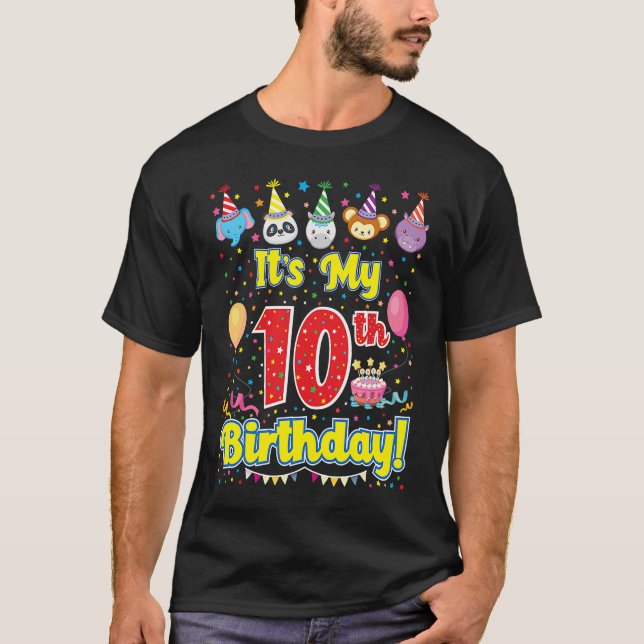 It's My 10th Birthday Cute 10 Years Old Birthday P T-Shirt (Front)