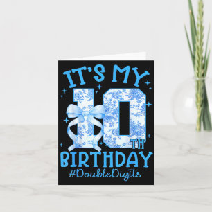 It's My 10th Birthday Girl Blue Coquette Bow 10 Ye Card