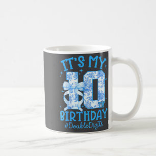 It's My 10th Birthday Girl Blue Coquette Bow 10 Ye Coffee Mug
