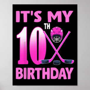 It's My 10th Birthday Girl Ice Hockey 10 Year Old Poster