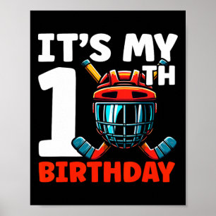 It's My 10th Birthday Hockey Player 10 Years Old K Poster