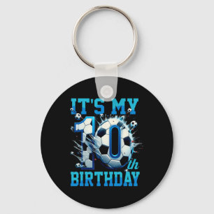It's My 10th Soccer Birthday Party 10th Birthday B Keychain