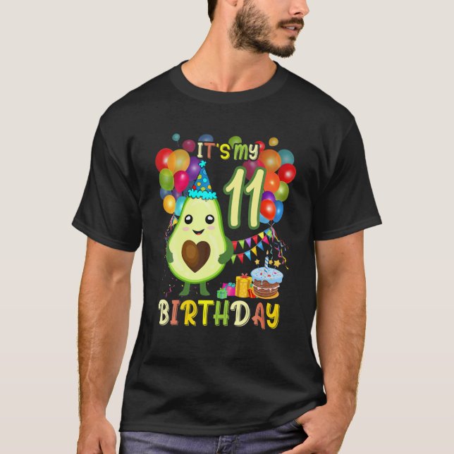 Its My 11Th Birthday Avocado Birthday Party Cute A T-Shirt (Front)