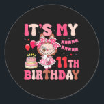 Its My 11th Birthday Girls Kids Teens Labubu Bday  Classic Round Sticker<br><div class="desc">Its My 11th Birthday Girls Kids Teens Labubu Bday</div>