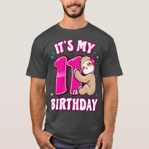 Its My 11th Birthday Girls Sloth T-Shirt