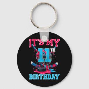 It's My 11th Birthday Hockey 11 Year Old Ice Cream Keychain