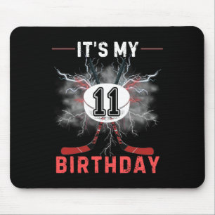 It's My 11th Birthday Hockey Boy Funny Hockey Birt Mouse Pad