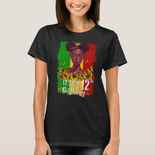 It's My 12th Birthday 12 Years Old Black Melanin W T-Shirt