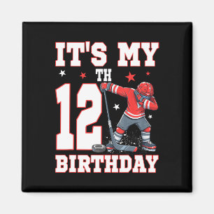 It's My 12th Birthday Boy Ice Hockey Dabbing 12 Ye Magnet