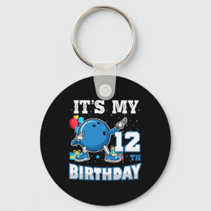 It's My 12th Birthday Dabbing Bowling 12 Years Old Keychain