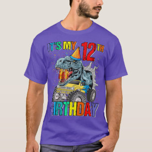 It's My 12th Birthday Monster Truck Dinosaur Boys T-Shirt