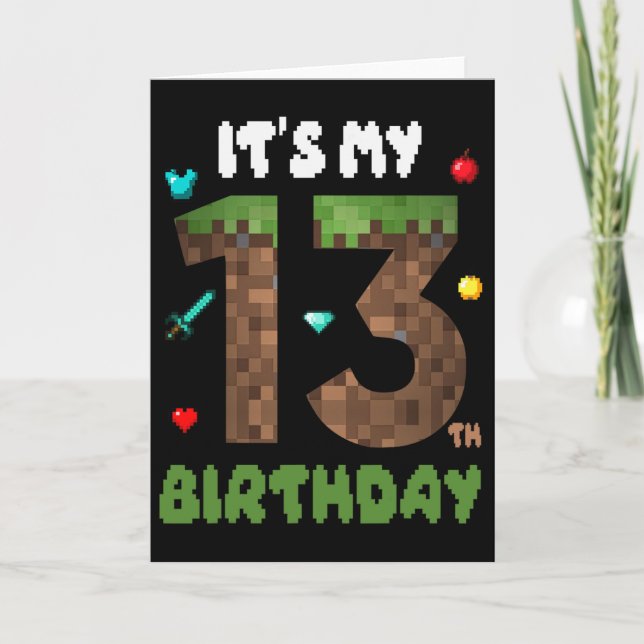 Its My 13th Birthday Funny 13 Yrs Old Video Gamer  Card (Front)