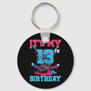 It's My 13th Birthday Hockey 13 Year Old Ice Cream Keychain