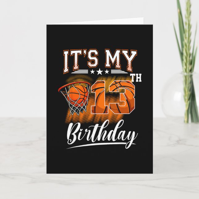 It's My 13th Birthday Sketll Theme 13 Years Old Bi Card (Front)