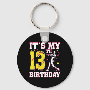 It's My 13th Birthday Softll Player Girl 13 Years Keychain