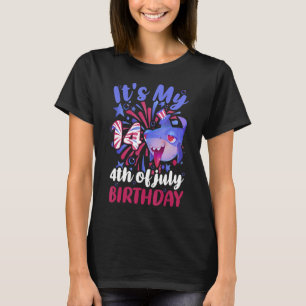 It's My 14th Birthday 4th Of July Family  Shark Ki T-Shirt