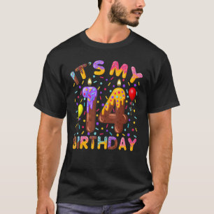 It's My 14th Birthday Girls Boy 14 Years Old Donut T-Shirt