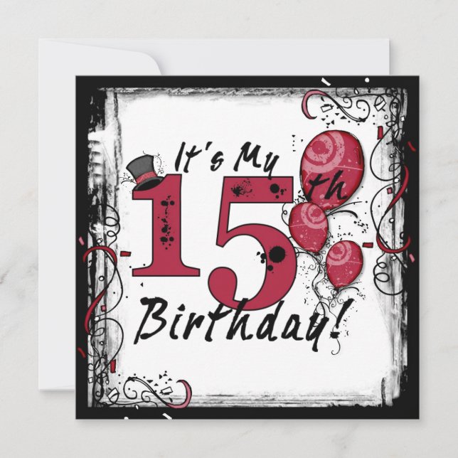 It's my 15th birthday party grunge invitations (Front)