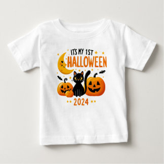 It's My 1st Halloween Pumpkin Black Cat Baby T-Shirt