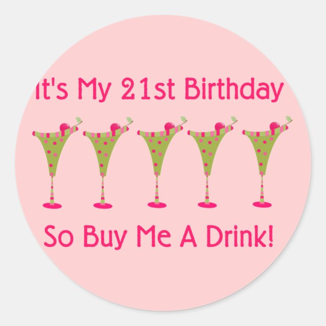 It's My 21st Birthday Classic Round Sticker (Front)