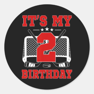 It's My 2nd Birthday Girl Ice Hockey Theme 2 Year Classic Round Sticker