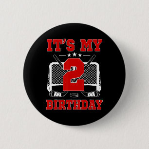 It's My 2nd Birthday Girl Ice Hockey Theme 2 Year Inch Round Button