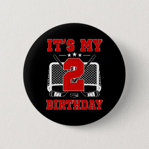 It's My 2nd Birthday Girl Ice Hockey Theme 2 Year Inch Round Button