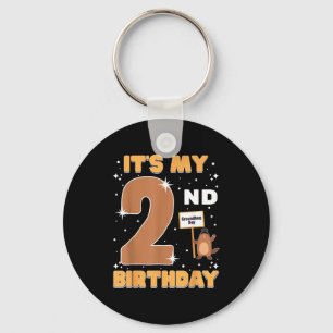 Its My 2nd Birthday Groundhog Day 2 Years Old Girl Keychain