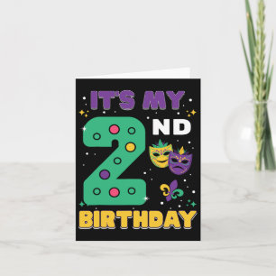 It's My 2nd Birthday Mardi Gras 2 Years Old Mask B Card