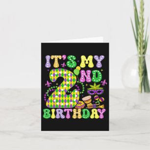 It's My 2nd Birthday Mardi Gras Party Kids Two Yea Card