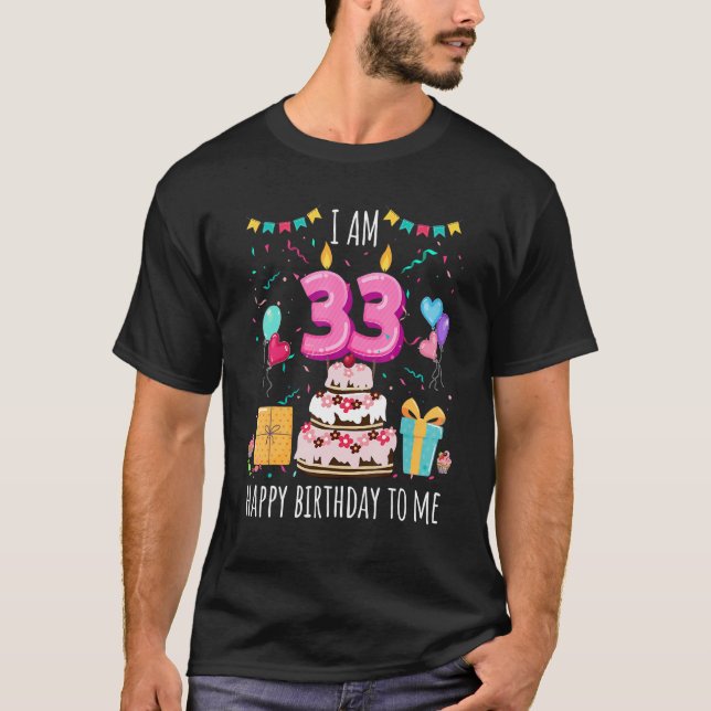 It's My 33rd Birthday Cake Candle 33 Year Old Girl T-Shirt (Front)
