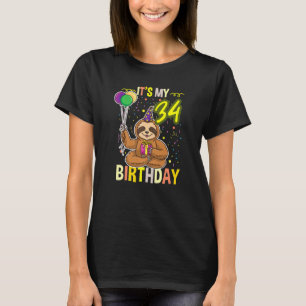 Its My 34th Birthday Sloth Animal T-Shirt