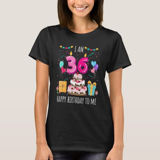 It's My 36th Birthday Cake Candle 36 Year Old Girl T-Shirt (Front)