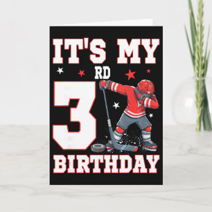 It's My 3rd Birthday Boy Ice Hockey Dabbing 3 Year Card