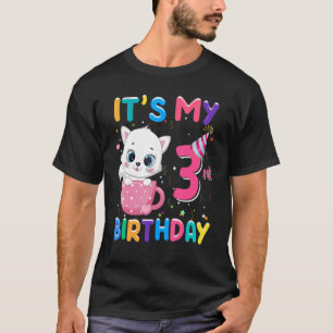 It's My 3rd Birthday Girl Cat Birthday 3 Year Old T-Shirt