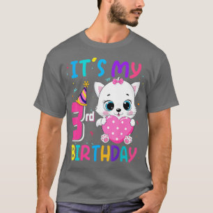 Its My 3rd Birthday Girl Funny Cat Birthday 3 Year T-Shirt