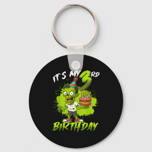 It's My 3rd Birthday Zombie 3 Years Old Happy Hall Keychain