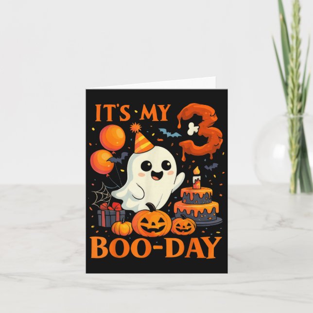 It's My 3rd Boo-day Birthday Halloween Ghost 3 Yea Card (Front)