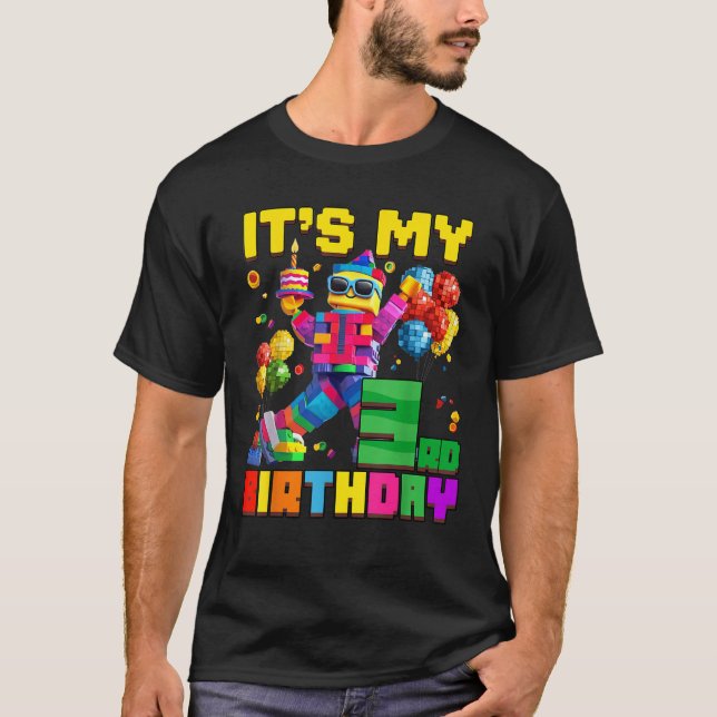 Its My 3rd Third Birthday Building Brick 3 Years O T-Shirt (Front)