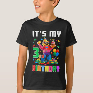 Its My 3rd Three Birthday Building Brick 3 Three O T-Shirt