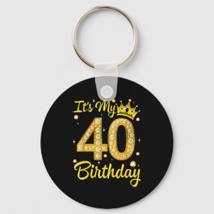 It's My 40th Birthday Women Queen Diamond Crown Keychain
