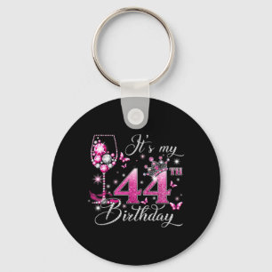 Its My 44th Birthday Pink 44 Years Old Birthday Keychain