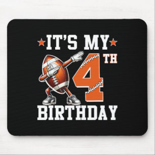 It's My 4th Birthday 4 Years Old Birthday Football Mouse Pad